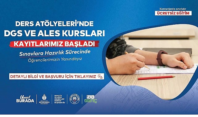 İBB Ders Atölyeleri’nde Ücretsiz ALES ve DGS Kursları Başlıyor